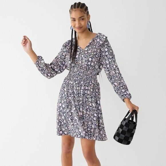 NWT J.Crew V-neck Mini Dress in Floral Fields S - Picture 1 of 16
